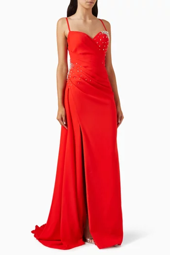 Michelle Crystal-embellished Maxi Dress in Crepe