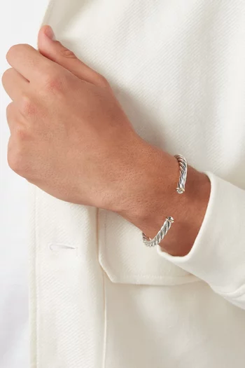 سوار كلاسيكي بتصميم كابل فضة إسترلينية