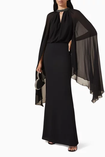Sonya Embellished-trim Maxi Dress in Crepe