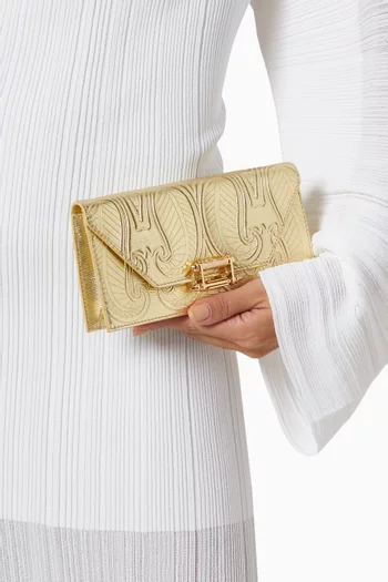 Embossed Pochette in Metallic Leather