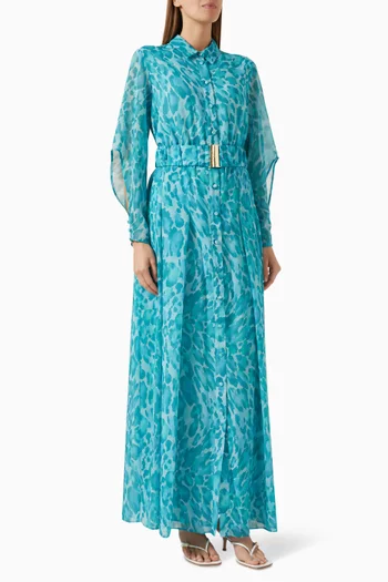 Narcisi Printed Maxi Dress in Chiffon
