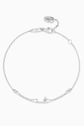 Arabic Letter 'F' ف Diamond Bracelet in 18kt White Gold