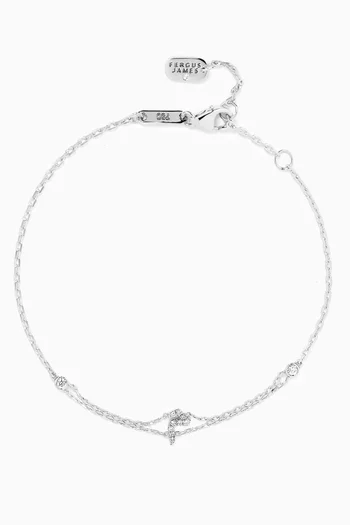 Arabic Letter 'M' م  Diamond Bracelet in 18kt White Gold
