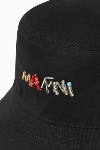 Embellished Bucket Hat in Cotton