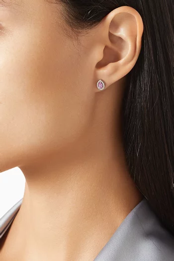 Framed Sapphire Pear Studs in 18kt White Gold