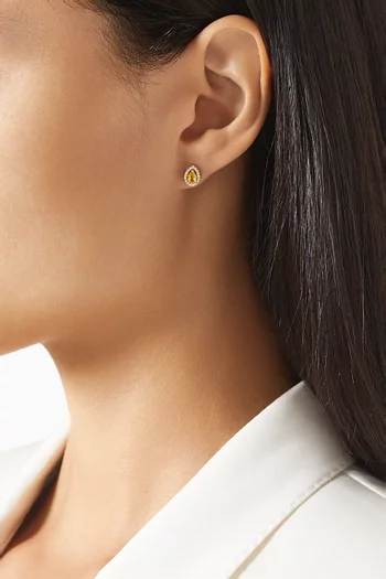 Framed Sapphire Pear Studs in 18kt Yellow Gold