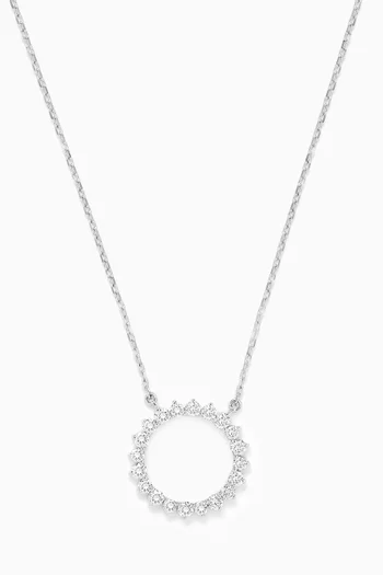 Circle Diamond Chain Pendant in 18kt White Gold