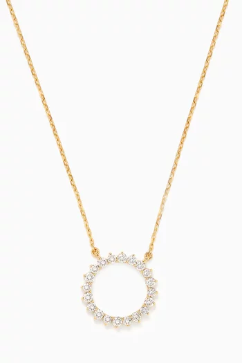 Circle Diamond Chain Pendant in 18kt Yellow Gold