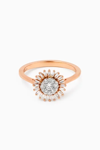 Flower Motif Diamond Ring in 18kt Rose Gold
