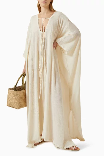 Kuali Tie-up Maxi Dress in Cotton