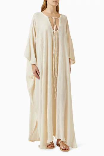 Kuali Tie-up Maxi Dress in Cotton