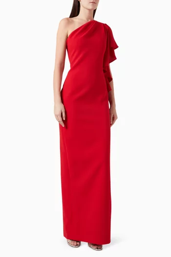 One Shoulder Gown in Crepe
