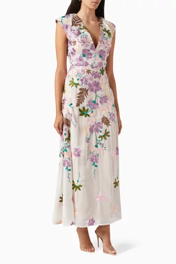فستان فينيشن طويل بنقشة زهور