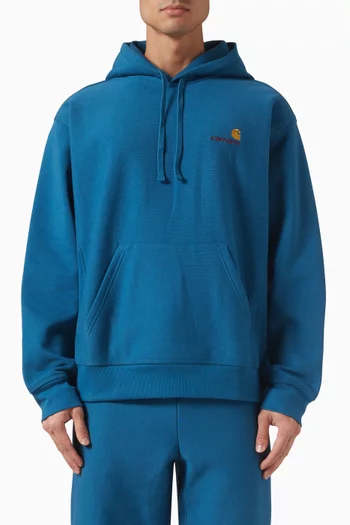 كنزة بغطاء رأس أميريكان بشعار الماركة مزيج قطن