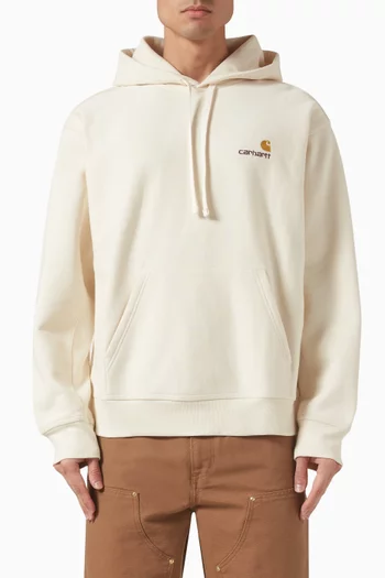 كنزة بغطاء رأس أميريكان بشعار الماركة مزيج قطن