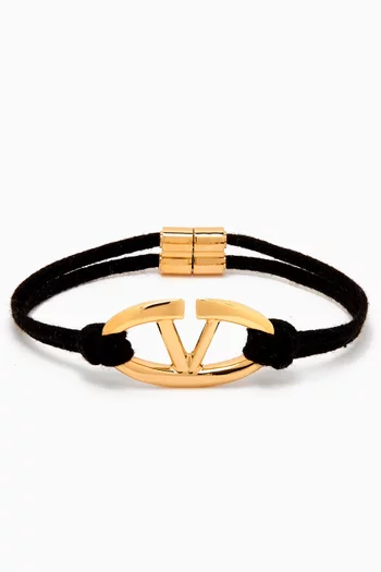 Valentino Garavani VLOGO Moon Cord Bracelet in Leather