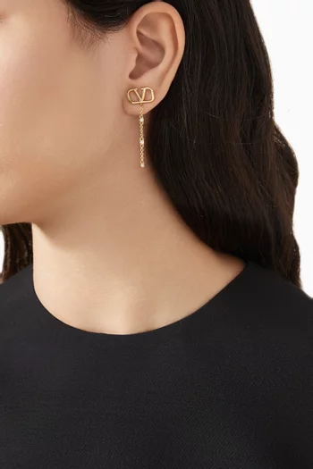 Valentino Garavani VLOGO Signature Strass Drop Earrings in Metal