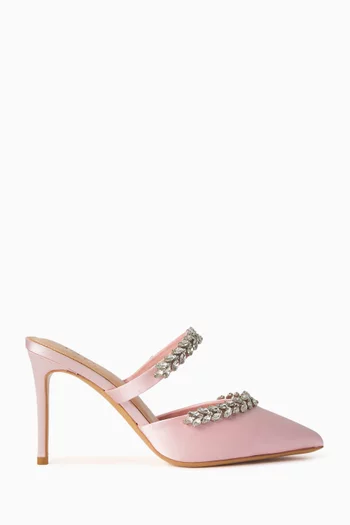 Autumn 90 Embellished Mules in Satin