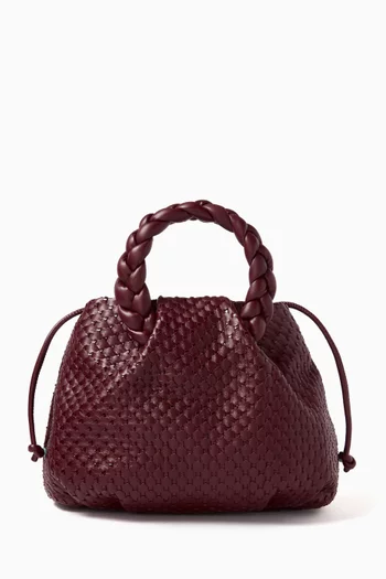 Medium Bombon Woven Plaited-handle Bag in Leather
