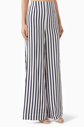 Luke Striped Pants in Crepe de Chine Viscose