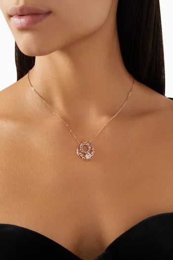 Retro Diamond & Enamel Letter 'H' Necklace in 18kt Rose Gold