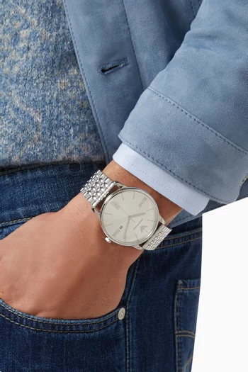 Minimalist Quartz Stainless Steel Watch, 42mm