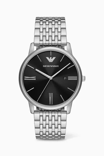 Minimalist Quartz Stainless Steel Watch, 42mm