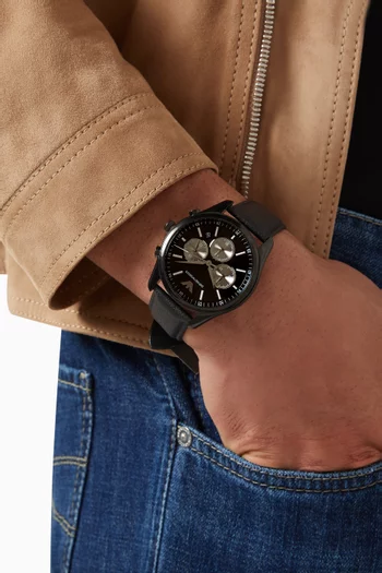Antonio Chrono Steel & Leather Watch, 41mm