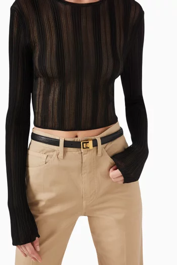 La 66 Thin Buckle Belt in Grained Leather