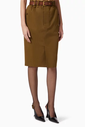 Pencil Midi Skirt in Cotton Twill