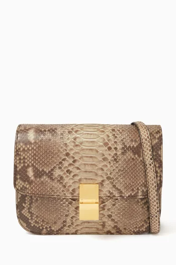 Pre-owned Medium Classic Box Flap Crossbody Bag in Python Leather