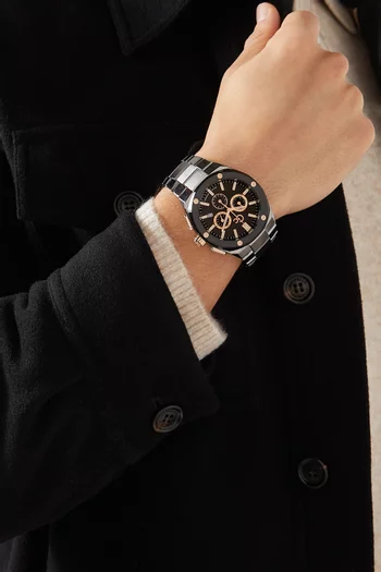Fiber Chronograph Stainless Steel Watch, 44mm