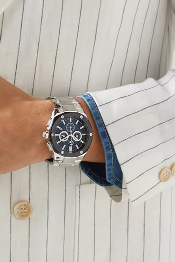 Fiber Chronograph Stainless Steel Watch, 44mm