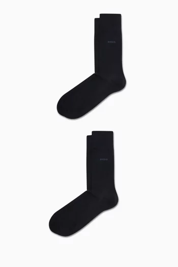 Regular-length Logo Socks in Cotton-blend, Set of 2