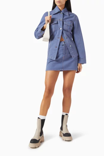 Stripe Overdyed Mini Skirt in Denim