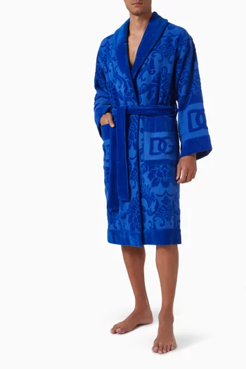 Unisex Logo-jacquard Bathrobe in Cotton-terry
