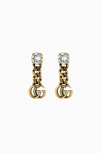 Crystal-embellished Double G Earrings in Antique Metal