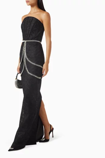 Embellished Strapless Maxi Dress