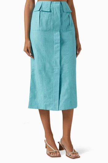 Cargo Midi Skirt in Linen Blend