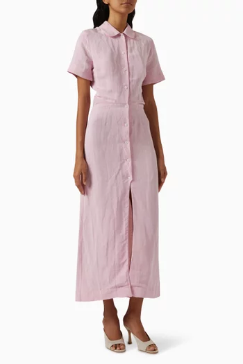 Midi Shirt Dress in Linen Blend