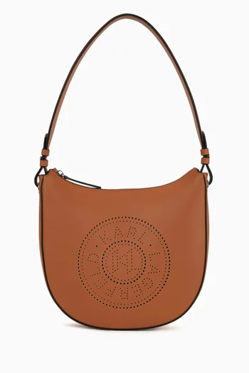 K/Circle Perforated Shoulder Bag in Leather