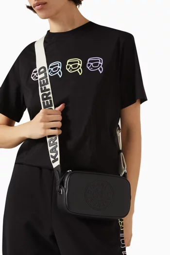 K/Circle Perforated Crossbody Bag in Leather