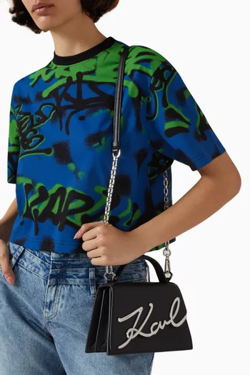 K/Signature Top-handle Bag in Leather