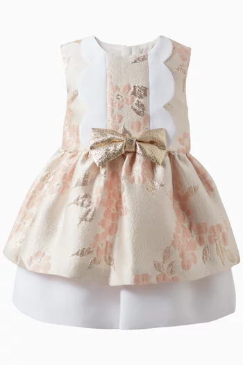 Scalloped Bodice Dress & Bloomers in Jacquard