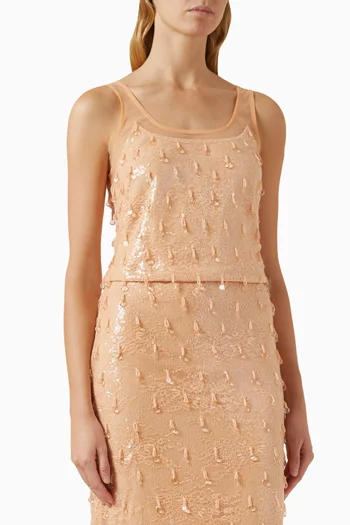 Callaway Sequin-embellished Tank Top in Lace