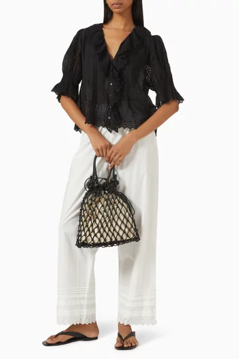 بلوزة هنري بكشكش قطن عضوي