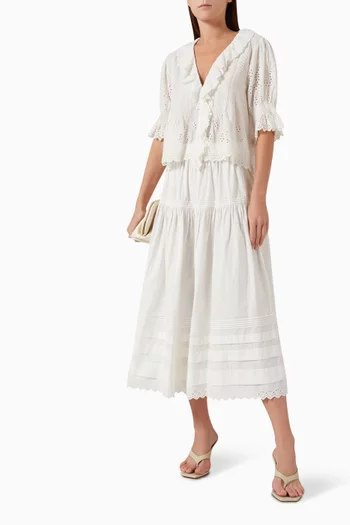 بلوزة هنري بكشكش قطن عضوي