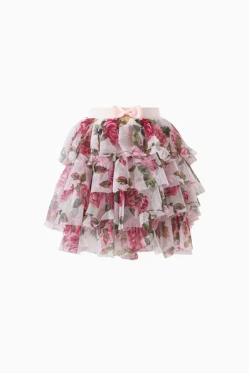 Patsy Rose-print Skirt in Tulle