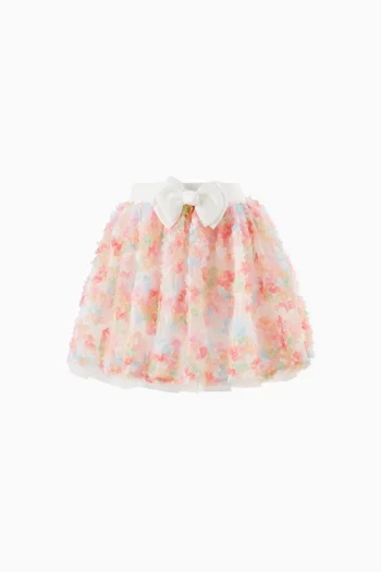 Snowdrop Blossom-applique Skirt in Tulle