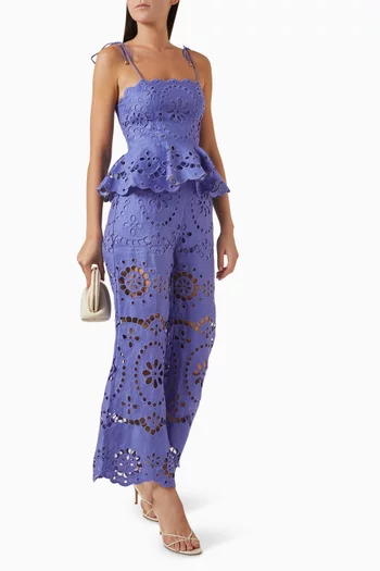 Pop Embroidered Crop Pants in Linen